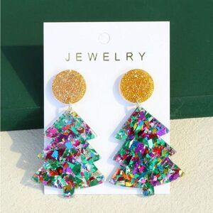 Festive Glitter Tree Earrings